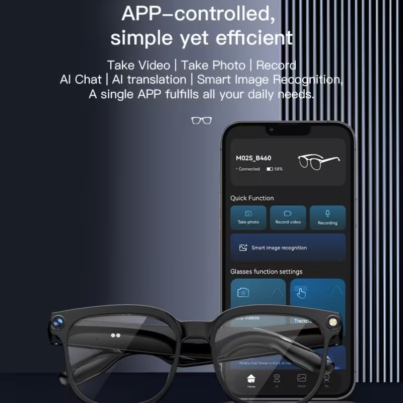 PEJE companion app controlling the smart glasses